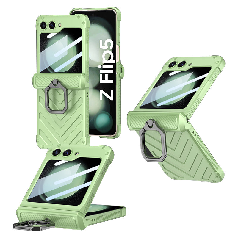 GKK For Samsung Galaxy Z Flip5 5G Case Metal Hook Kickstand PC Phone Cover with Small Screen Film GKK For Samsung Galaxy Z Flip5 5G Case Metal Hook Kickstand PC Phone Cover with Small Screen Film